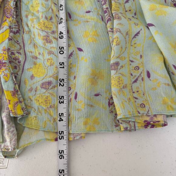 Hemant & Nandita Maxi Dress Women’s Size Medium Green Floral V-Neck Boho Style - Picture 15 of 15